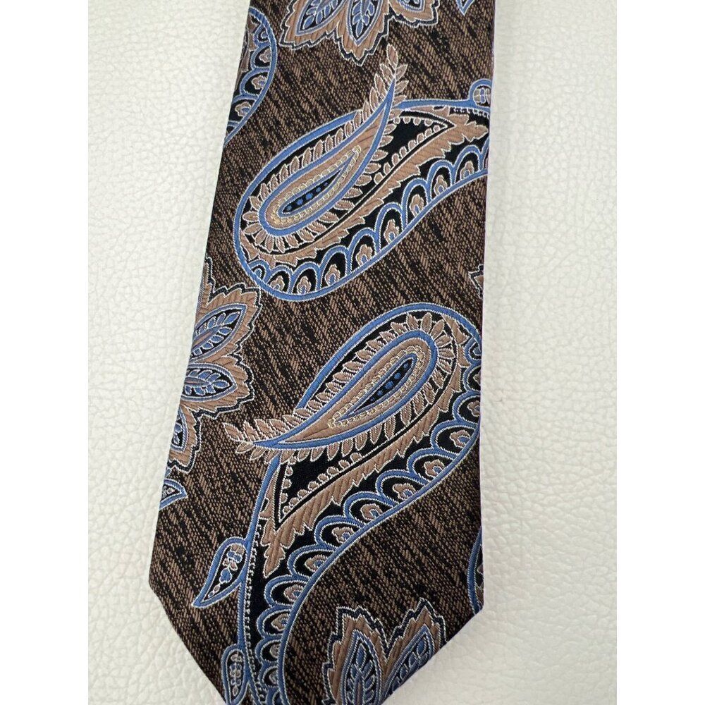 Jos.A.Bank Reserve Men Brown Blue Gold Paisley Neck Tie